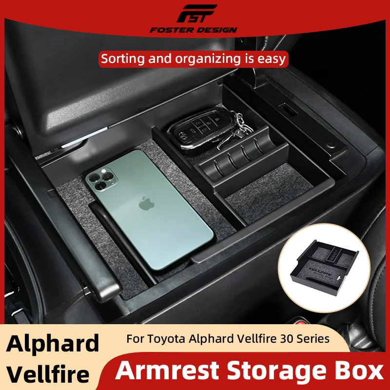

Armrest Sorting Storage Box For Toyota Alphard Vellfire 30 Series AH30 Storage Boxes Organizer Boxes Accessories