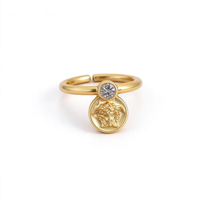 Retro Baroque Carved Portrait Ring for Women Men Vintage Geometric Greek Pattern Band Ring Daily Wear Statement Jewelry Gift for Party Banquet Dating, Electroplated Anti-tarnish Metal Finger Accessory