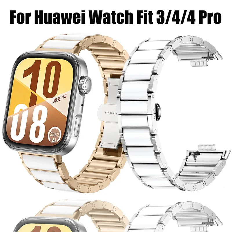 

High Quality Ceramic Strap for Huawei Watch Fit 4 Pro 3 Butterfly Buckle Link Bracelet for Huawei F it3 /4 /4Pro Metal Band