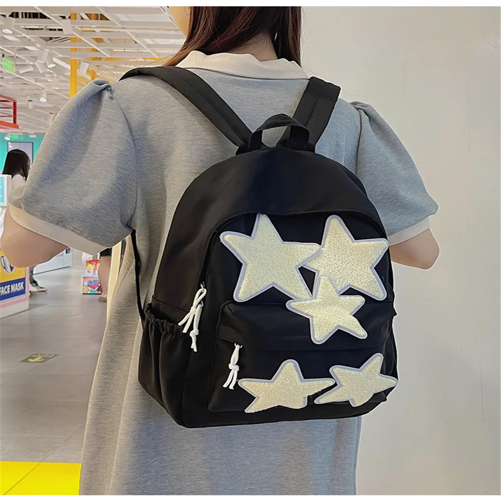 

Школьная сумка большой емкости, рюкзак с пятиконечной звездой, женский нейлоновый холщовый рюкзак, модная школьная сумка для девочек и мальчиков, новинка
