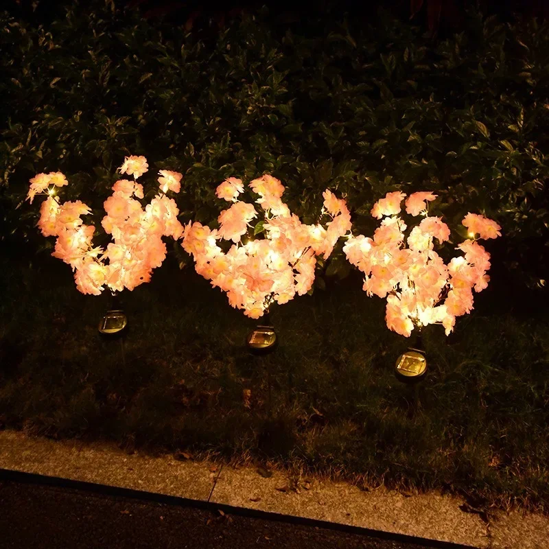 Outdoor Solar Lights Waterproof Hydrangea GardenStake Lights Realistic LED Flowers Powered Decorative GroundSolar Flower Lights