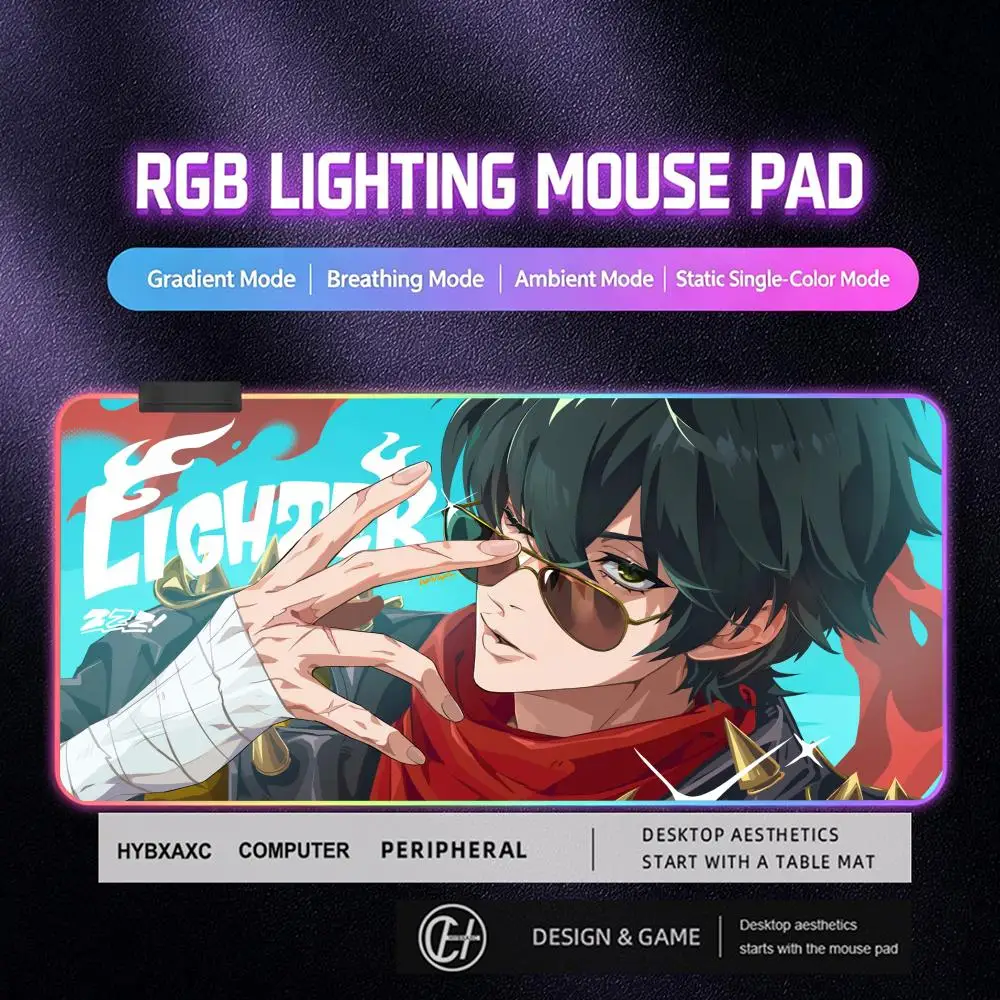 HD Zenless Zone Zero Mouse Pad RGB Mouse Pad HD Gamer Large LED Light XXL Computer Lighter Mousepad Varmilo Desk Mat HYBXAXC