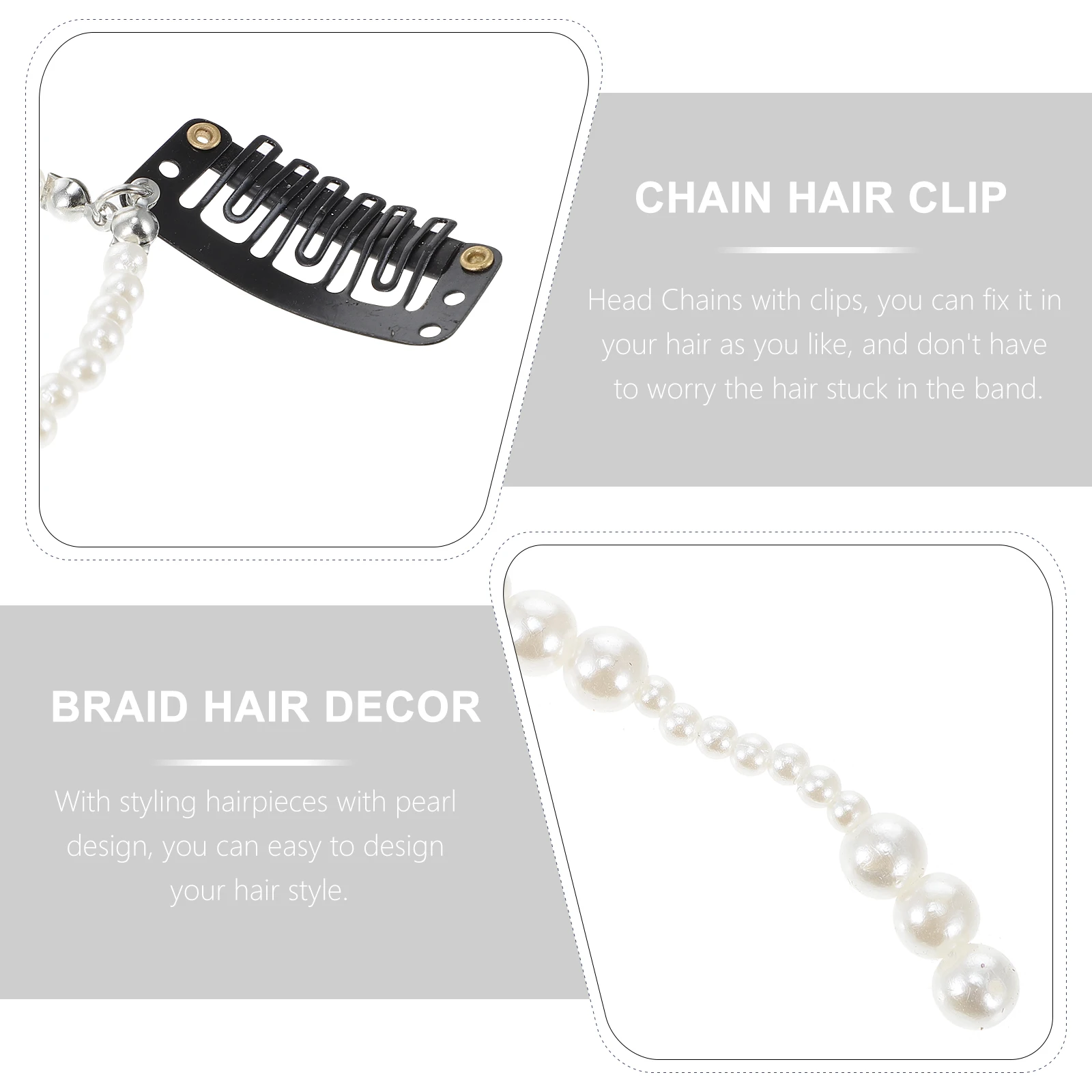 

Pearl Clips for Girls Braid Decor Ponytail Headpieces Tassel Barrettes Hair Extension Clip Bride Bridal Party Festival