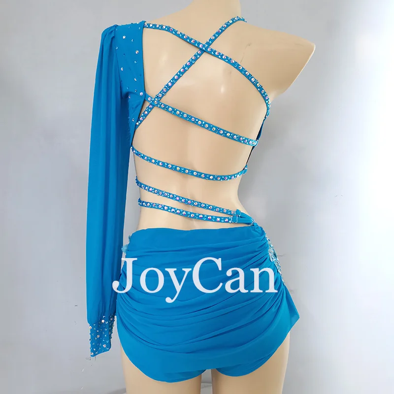 JoyCan Lyrical Dance Dress Blue Jazz Dance Costume Pole Dancing Clothes Girl Performance Training