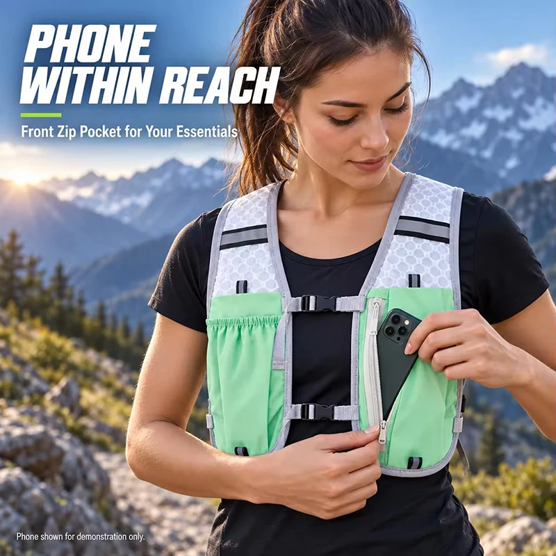 Running Vest for Women Men, Adjustable Chest Strap Running Hydration Vest Lightweight Reflective Hydration Backpack for Marathon