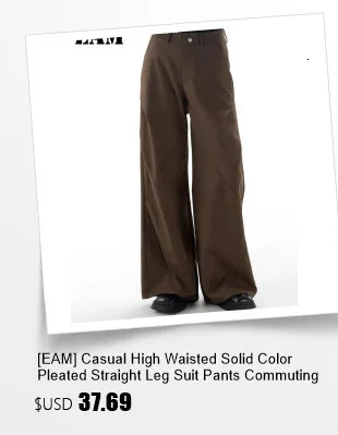 EAM Black Pleated Irregular High Elastic Waist Wide Leg Pants New Loose Trousers Women Fashion Tide Autumn 2026 30A2833