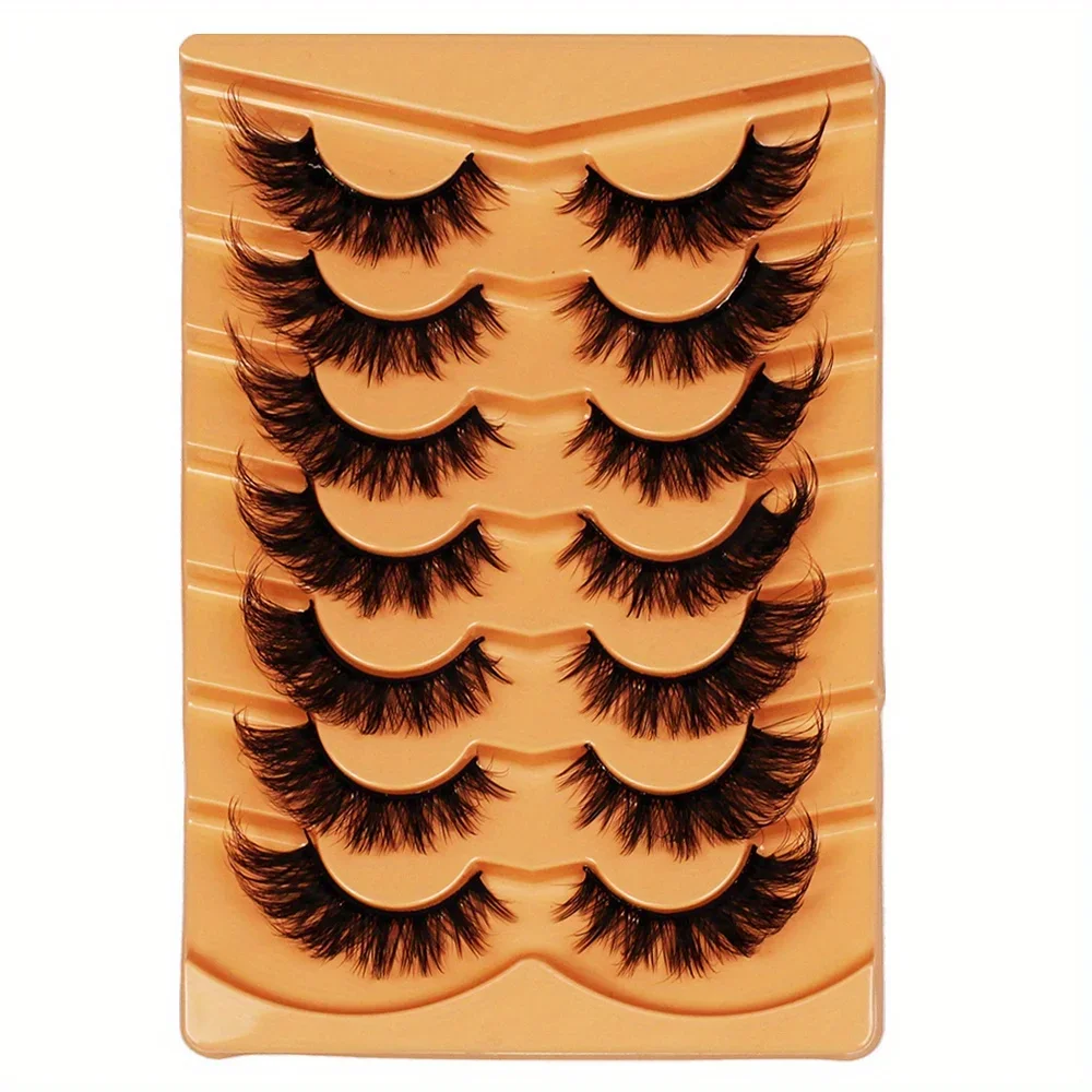 42pairs/6Pack Cat Eye Eyelashes 3D Natural False Lashes 5D Fluffy Soft Cross Manga Lashes Wispy Natural Eyelash Extension Makeup