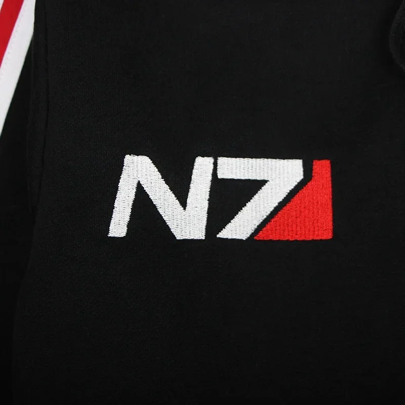 Juego Mass Effect N7 disfraz de Cosplay sudadera con capucha chaqueta Unisex abrigo con cremallera bordada camiseta ropa de calle