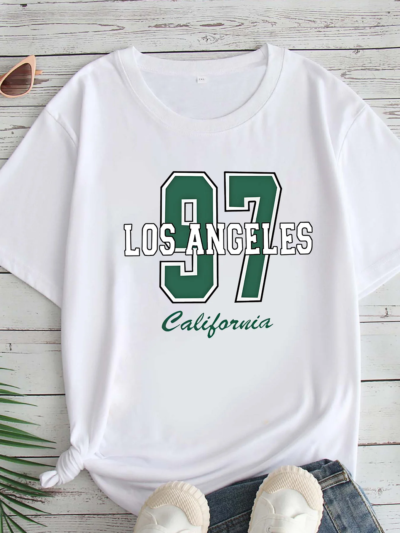 

Women's Large Size Printed round Neck Short Sleeve T-shirt 1-7XL Comfortable Casual Top in European Style