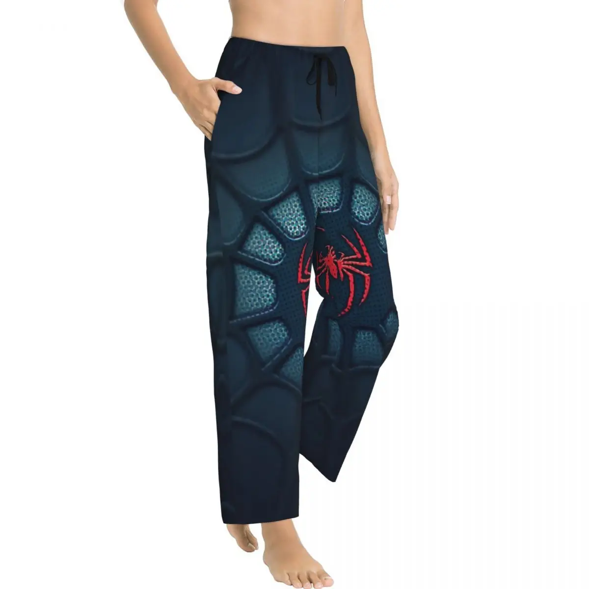 Custom Printed for Women Spider Man Web Pajama Pants Sleepwear Sleep Lounge Bottoms with Pockets