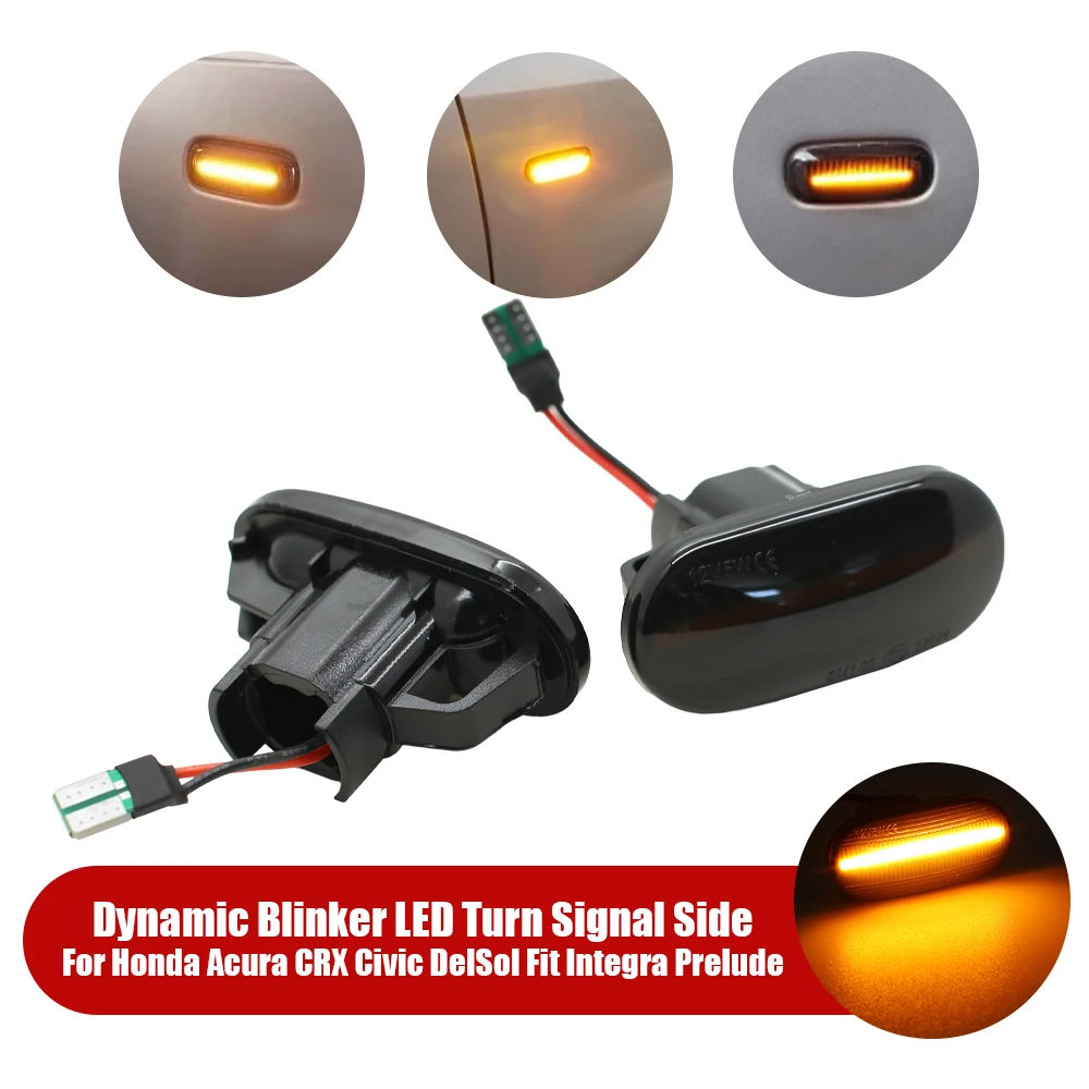 LED Dynamic Side Marker Turn Signal Light Flashing Indicator For Honda Acura CRX Civic DelSol Fit Integra Prelude S2000AP1AP2S2K