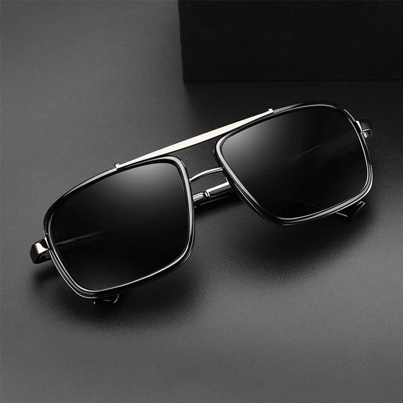 1/2/3PCS New Style Stylish  Retro Car Sunglasses Thickened Double Beam Punk Men's Metal Sunglasses 877