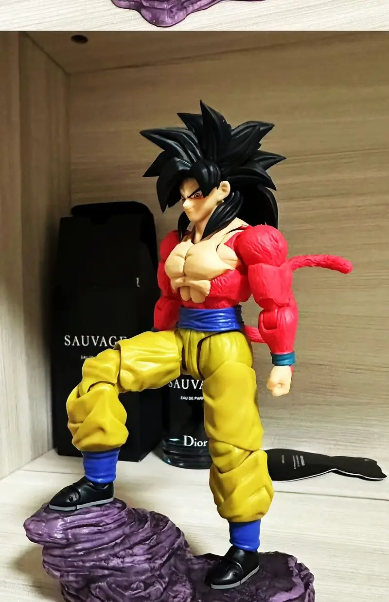 Figurines d'action Shf Gt Super 4 Goku, Dragon Ball Super Saiyan, modèle d'échange à Double tête, jouets pour garçons, cadeaux d'anniversaire