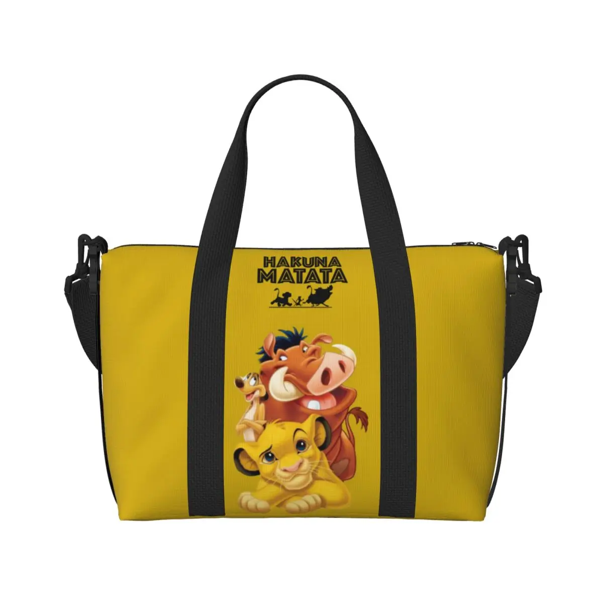 Custom Simba Pumbaa The Lion King Grocery Tote Shopping Bags Women Large Capacity Hakuna Matata Gym Beach Travel Bags