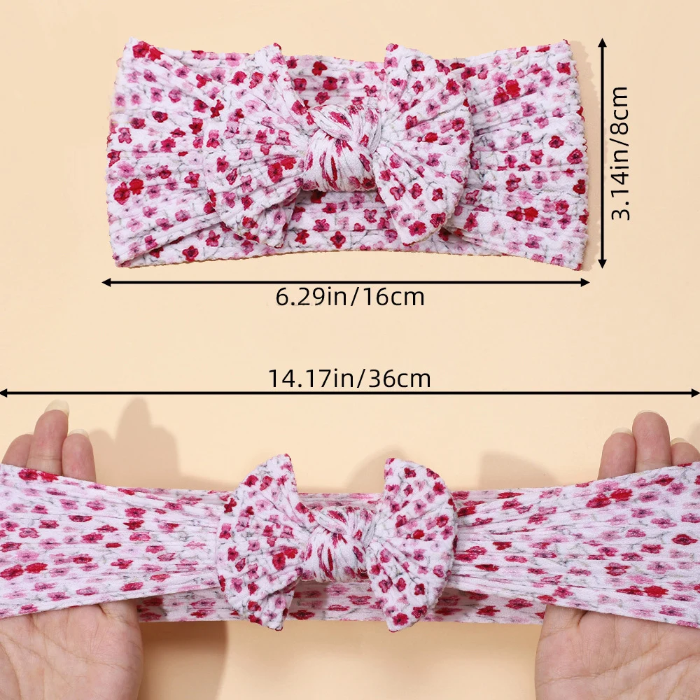 20 Pcs/Lot Digital Printing Baby Bow Headband, Closed Edge Floral Print Knot Bow Turban Headwrap Girls Headwear Hair Accessories