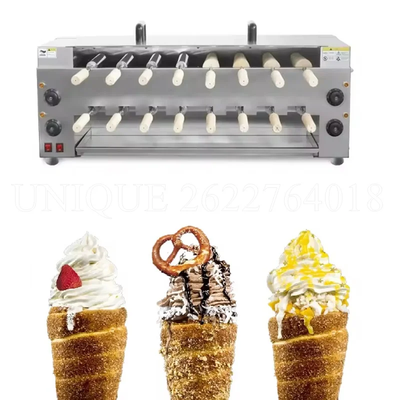 220v/110v 8/16 Rollers Commercial Kurtos Kalacs Donut Ice Cream Cones Maker Chimney Cake Rolls Grill Oven Machine