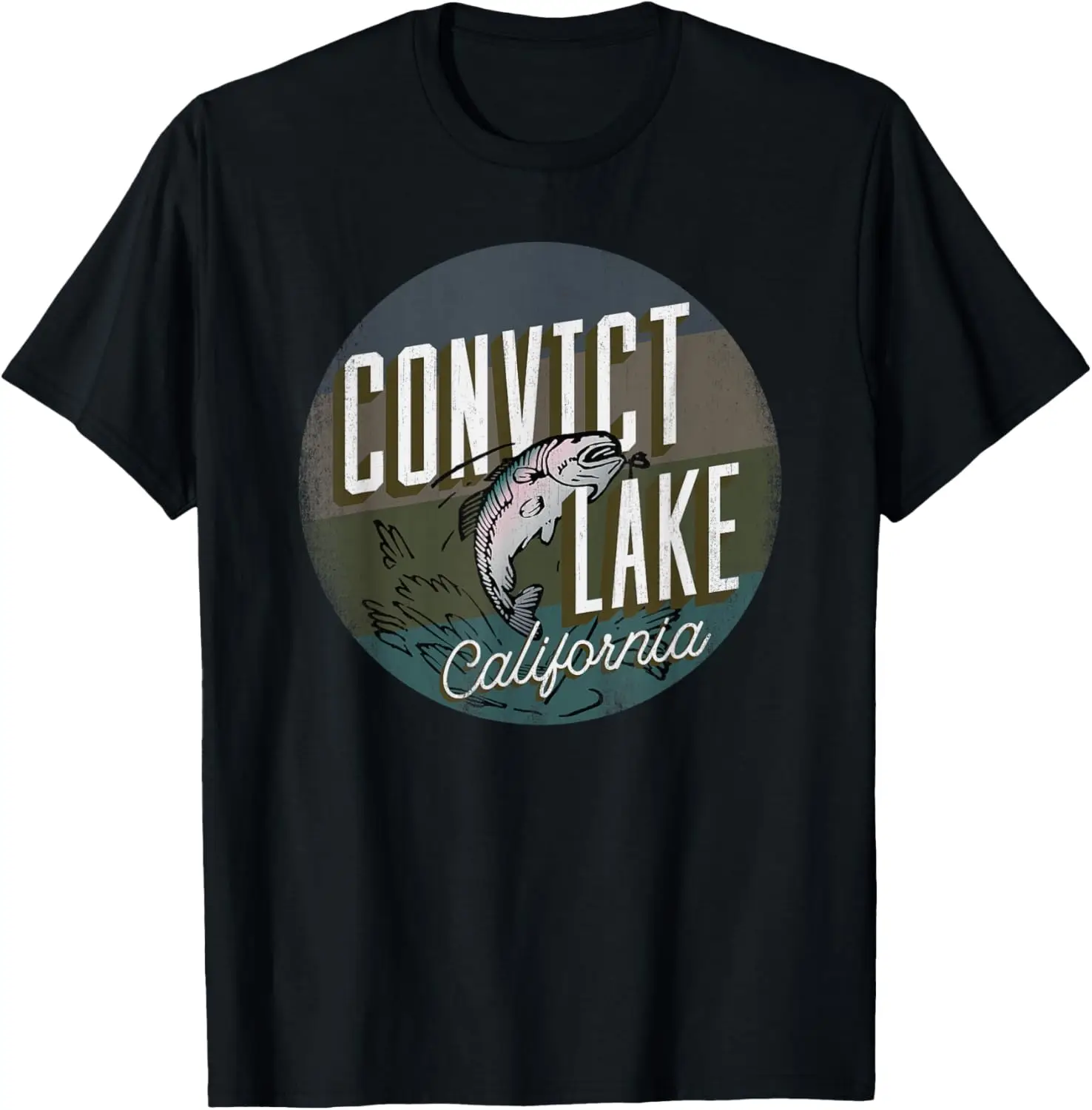 Футболка Convict Lake CA Rainbow Trout Fishing в стиле ретро, прыгающая рыба