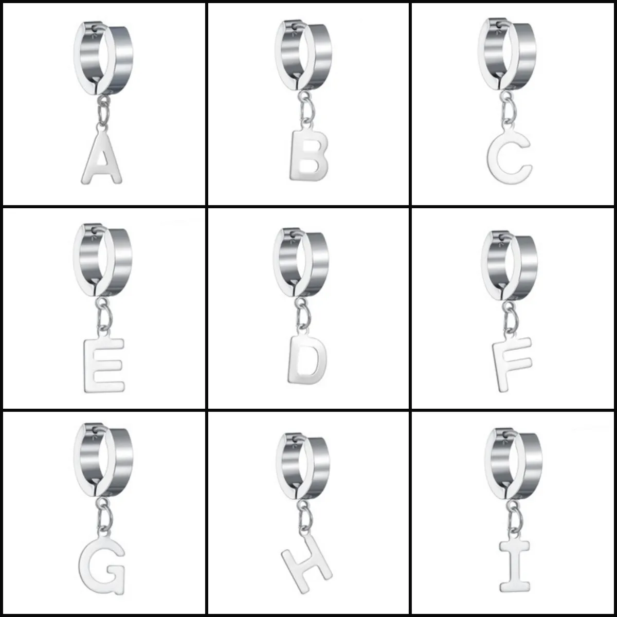 High Quality Fashion Initials 26 Letters A-Z Drop Earrings For Women Silver Color Punk Dangle Earrings accessories Jewelry Gift