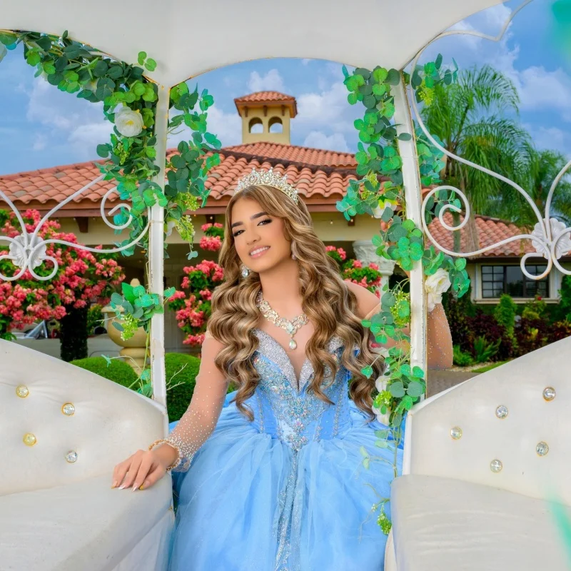 

Customized blue Quinceanera Dresses Off the Shoulder crystal glitter crystal decal Long tail Bow Vestido 15 Quinceanera