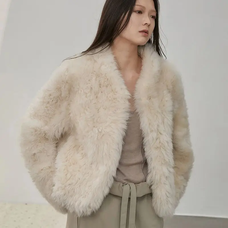 

Winter Fashion Luxury Women Real Tuscan Fur Shearling Coat Women's Lamb Wool Fur Jacket