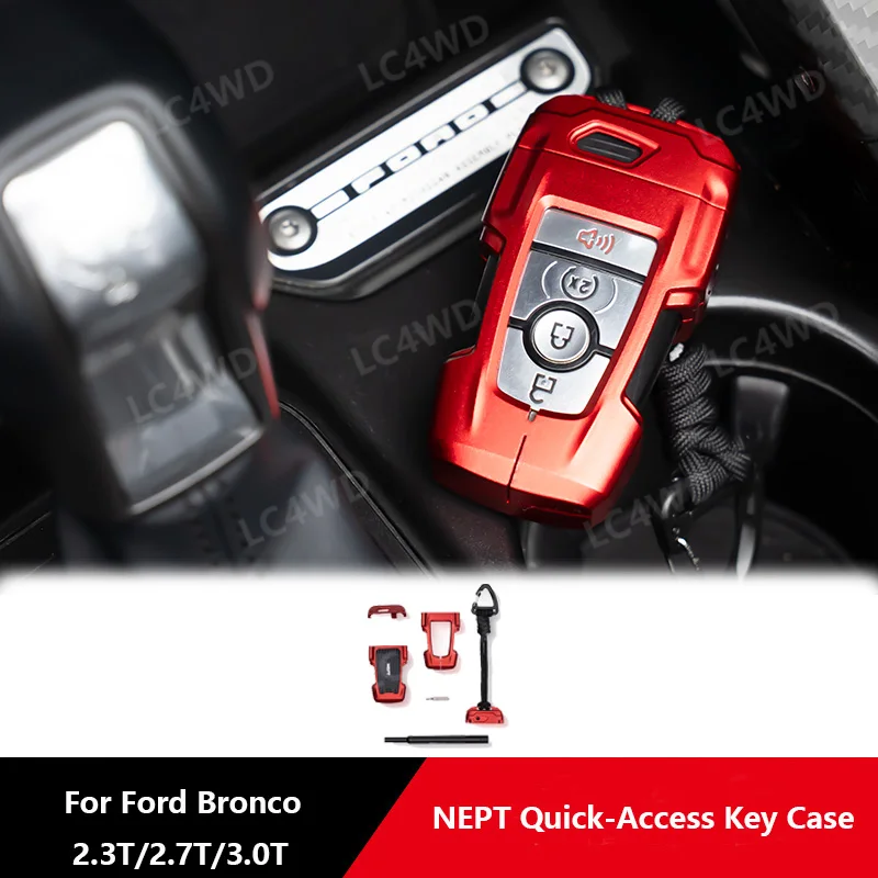 Off Road 4x4 Accessories NEPT Series Aluminum-Magnesium Alloy Quick-Access Key Case For Ford Bronco 2.3T,2.7T,3.0T