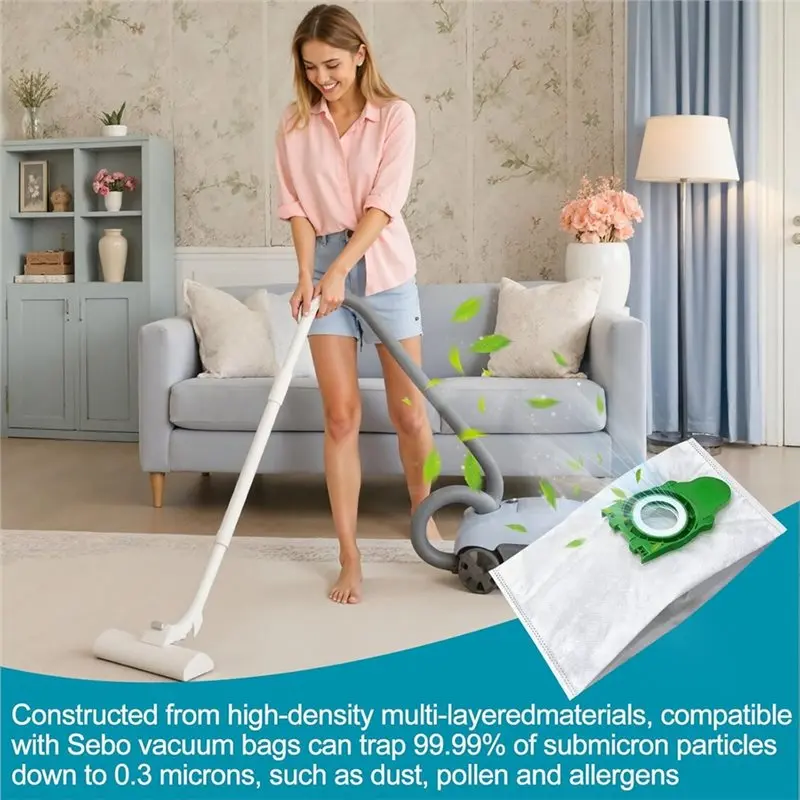 【ESSENTIALS 】For SEBO Airbelt E Series(E1, E2, E3) 12 Pack 8300ER Dust Bags For Canister Vacuums- Includes 8300AM Filter Bags