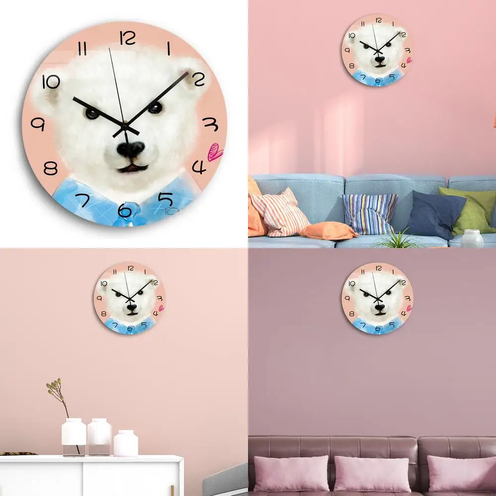 Amazon hot sale influencer cute bear pattern silent acrylic cartoon wall clock