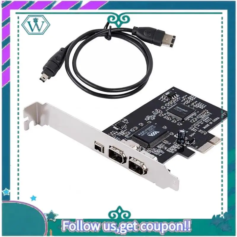 A75Q-PCI-E Express Card, 1394A IEEE 1394B Controller Card Cable, High Speed Data Transfer, Video Editing, Audio Recording Easy T