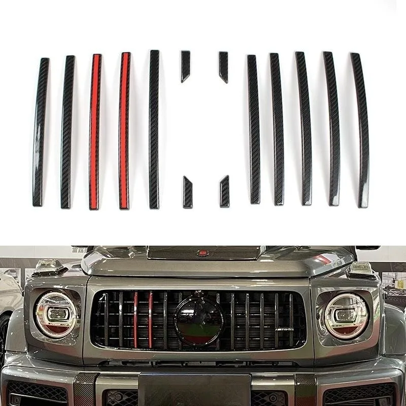 

STLF2019y-24Y W464 W463A G63 Dry Carbon Car Red Grille Decorative Trims Strip Auto Parts Exterior Kits Accessories for Mercedes