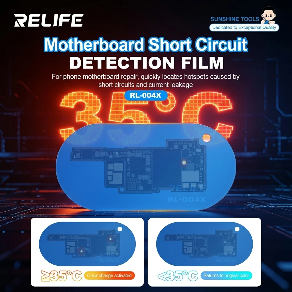RELIFE RL-004X Motherboard Short Circuit Detection Pad 35°C Temperature Sensitive Sheet for PCB Board Fault Locator Repair Tools