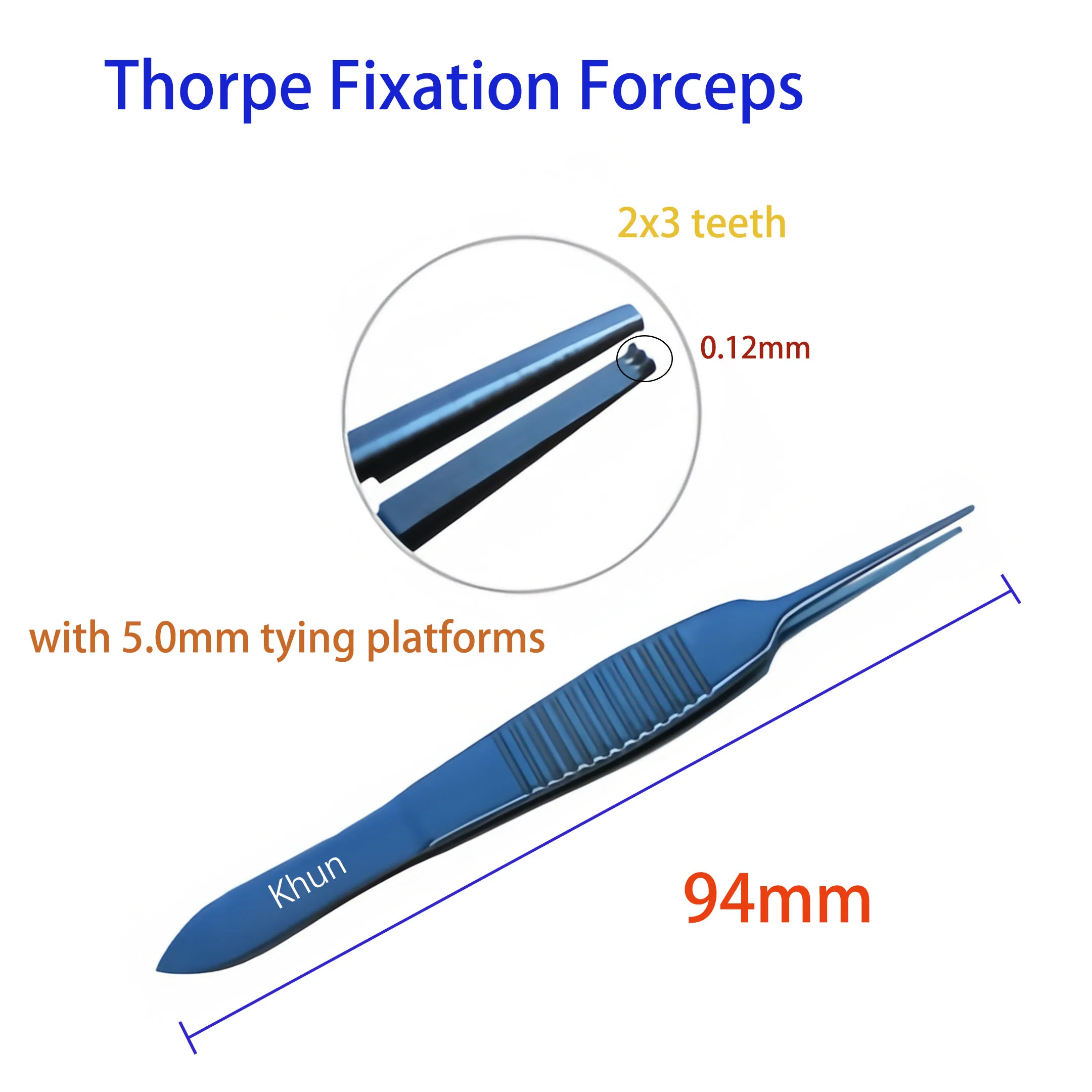 Thorpe fiksasi Forceps mata instrumen medis 94mm panjang 3 buah/pak