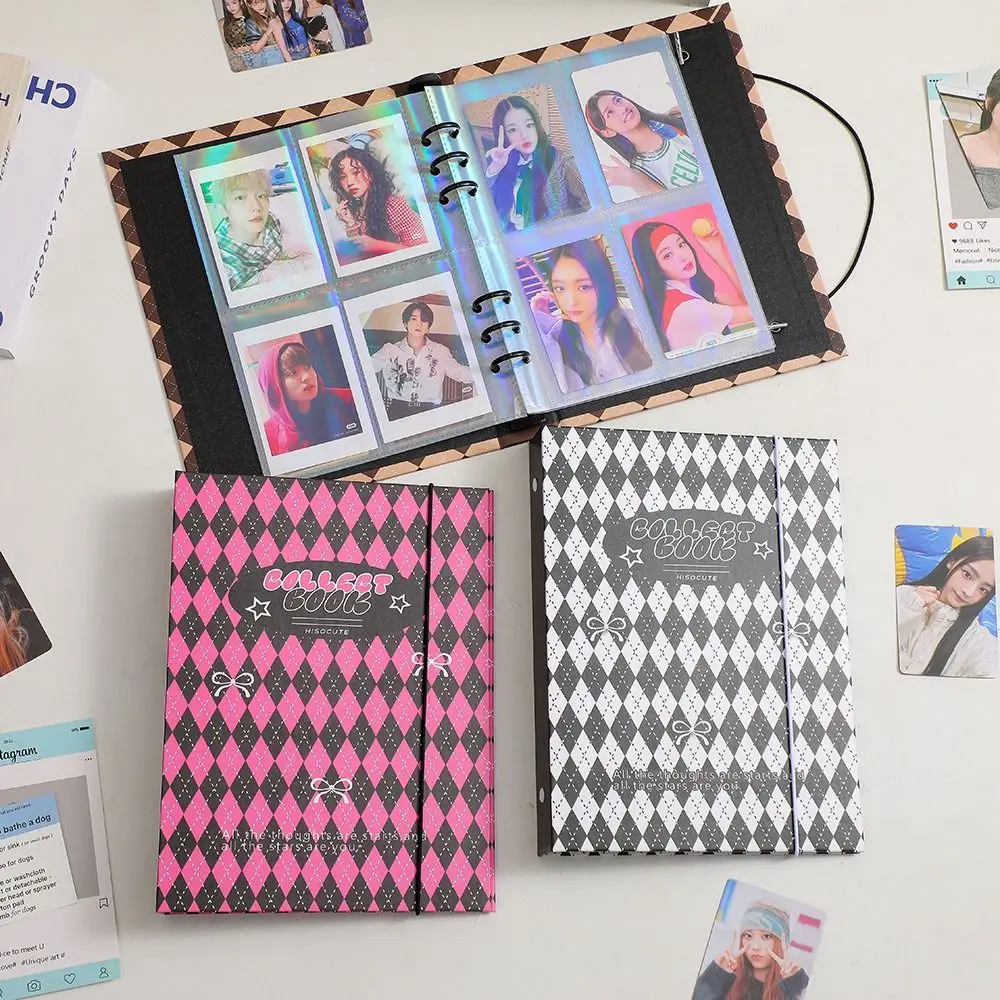 Inner Page A5 Binder Photocard Holder Loose Leaf Photo Card Holder Photo Album Binder Check Plaid Album Cover