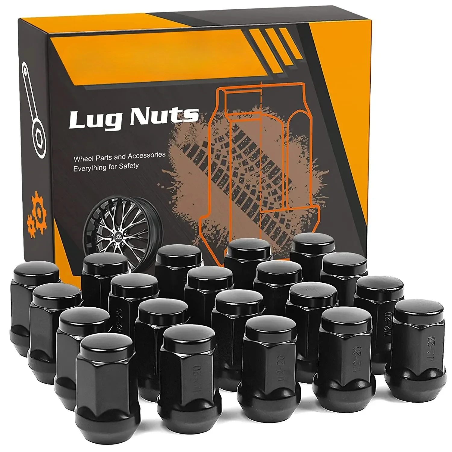 

20 PCS 1/2-20 Lug Nuts for Jeep Wrangler/ Liberty/ Grand Cherokee Aftermarket Wheel Black or Chrome Closed End Lug Nuts