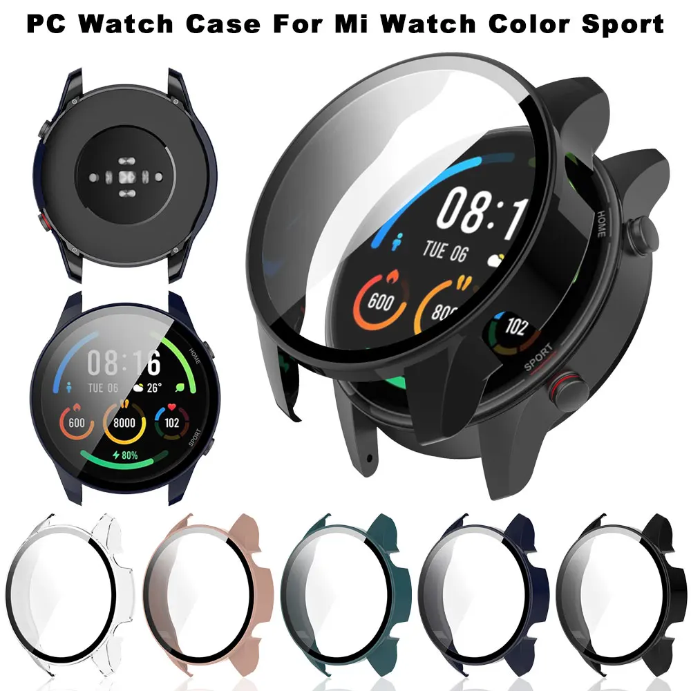Glass Screen + Protector PC Case Shell For Xiaomi Mi Watch Color Sport Hard Edge Frame Protective Film Cover Smart Accessories