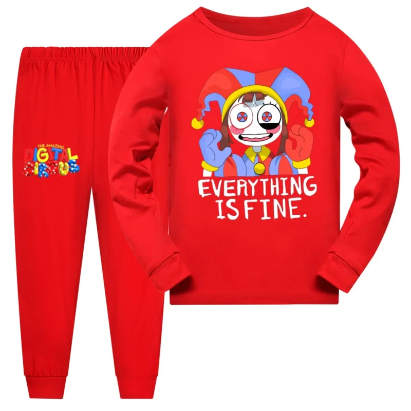 어린이 용수철 가을 캐주얼 운동복 세트, 놀라운 디지털 서커스, 소년 소녀 잠옷 세트, 어린이 의상 의류 세트