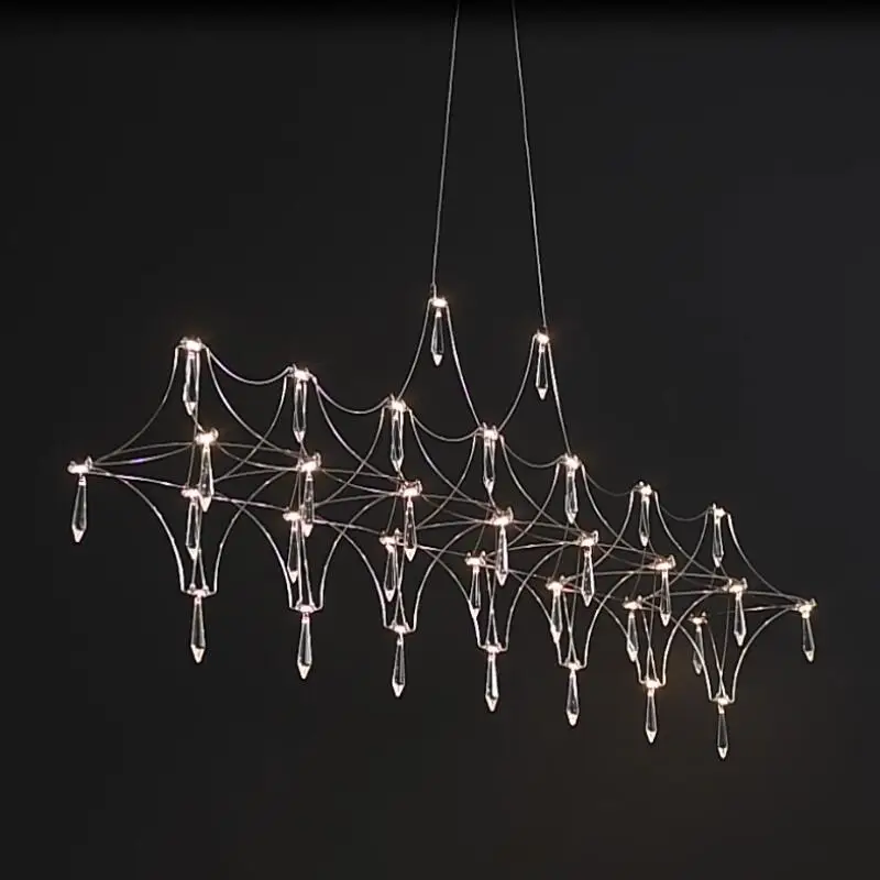 

Restaurant Strip Chandelier Postmodern Light Luxury Lobby Front Desk Lamp Designer Minimalist Bar Dining Table Crystal LED Lamp