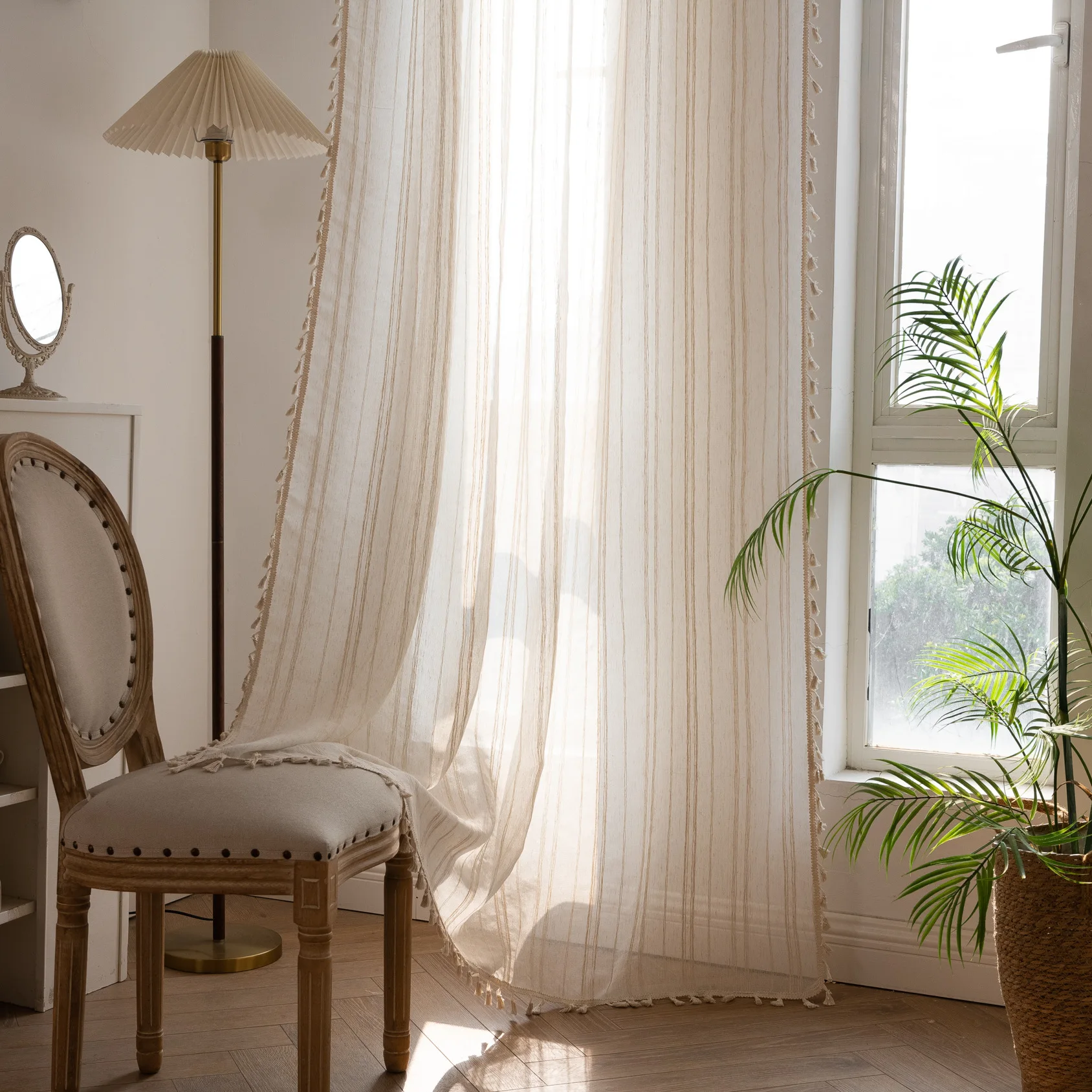 Striped Linen Textured Curtain - đánh giá và giá Linen Curtain Eyelet