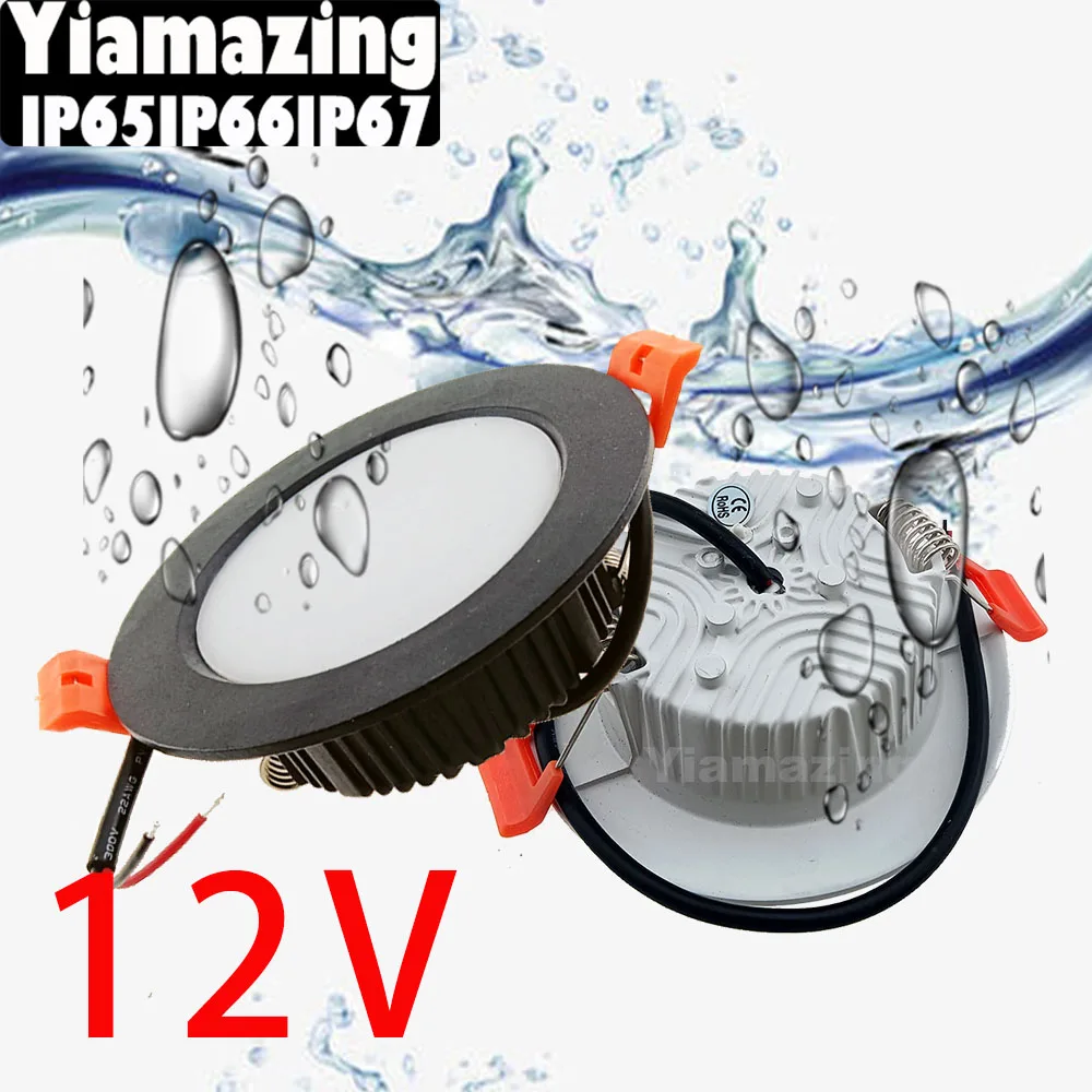 12V IP65 Outdoor Waterproof IP66 IP67 LED Downlight 6W 9W 12W Kitchen Bathroom Toilet Eaves Recessed Ceiling Lamp Spot Light