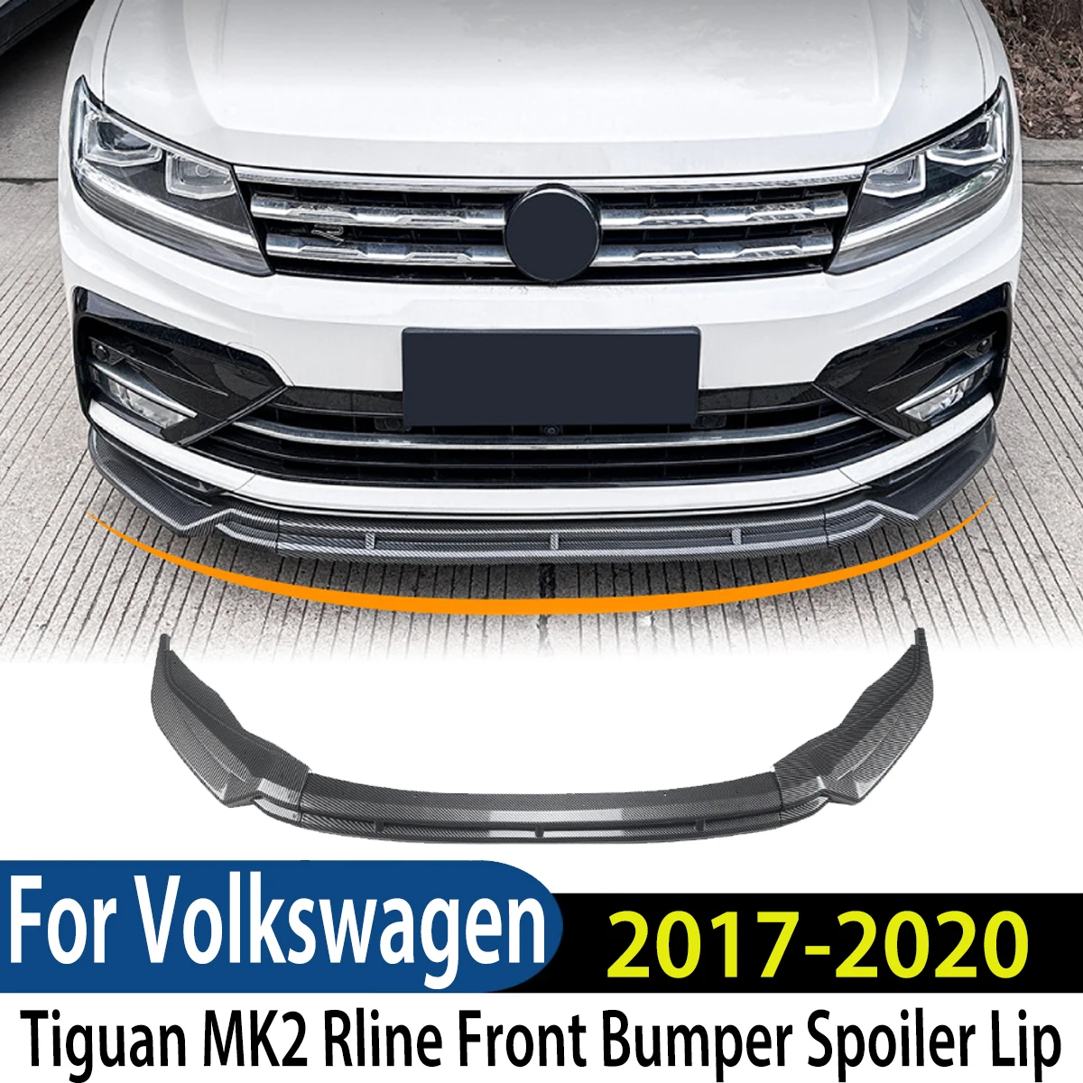 

For Volkswagen Tiguan MK2 Rline 2017 2018 2019 2020 Front Bumper Spoiler Lip Splitter Diffuser Body Kit Modification Exterior