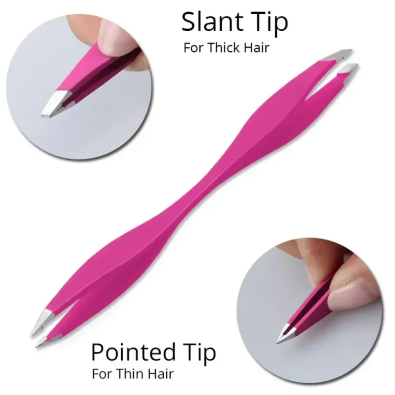 Pinzas para pestañas Rose Beauty de doble punta, herramienta de maquillaje antiestática para extensiones y depilación de cejas 2