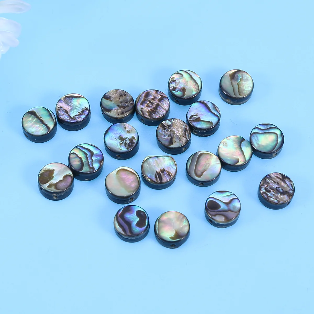 

20 PCS Manicure Kit Beads Abalone Shell Loose Beaded DIY Jewelry Accessories 8MM