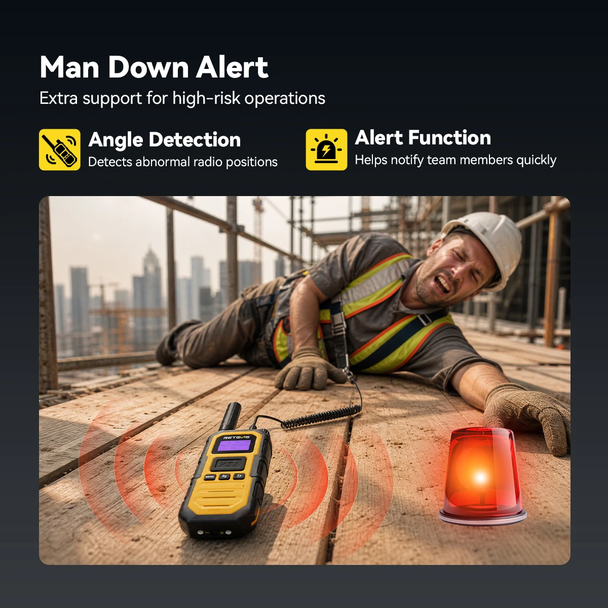 Retevis RB48D DMR Digitales Walkie-Talkie Dual-Mode Digital IP67 Wasserdicht Staubdicht Zwei-Wege-Funkgerät für Baustellen und Fabriken – Detail 9
