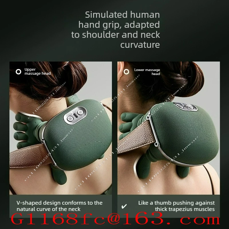 Bionic Electric Neck Shoulder Massager with Heated Back Kneading Muscles Massage Pillow for Neck Waist Leg 3-Level Modes