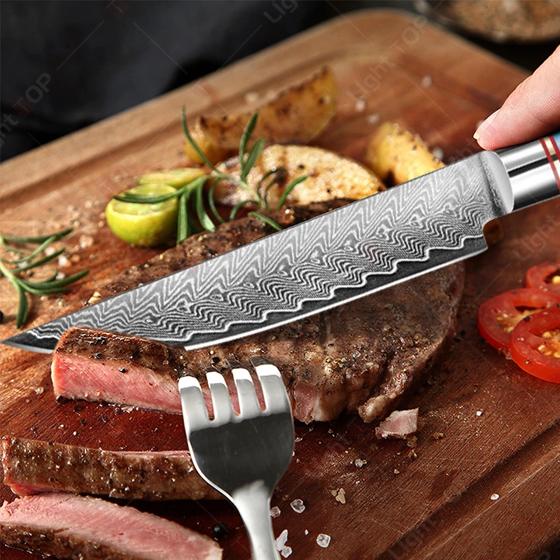 Professional Damascus Steel Chef Knife Sharp Fruit Paring Knife Meat Debone Cutter Multifunctional Kitchen Knives BBQ Tools