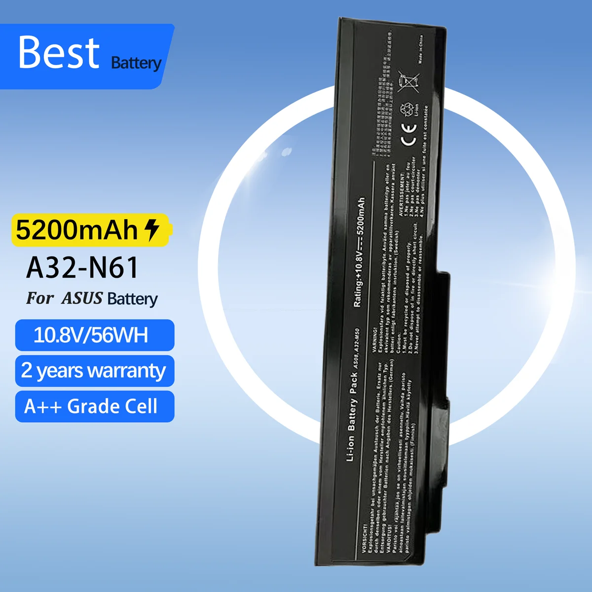 

A32-N61 Laptop Battery for ASUS N61 N61J N61D N61V N61VG N61JA N61JV M50s N43S N43JF N43JQ N53 N53S N53SV A32-M50