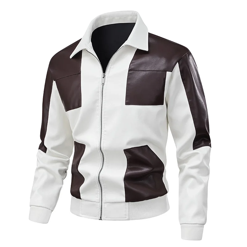

Men's PU Leather Jackets Spring Autumn Cycling Jacket New Fashion Design Outerwear European Style Motorcycle Leather Coat