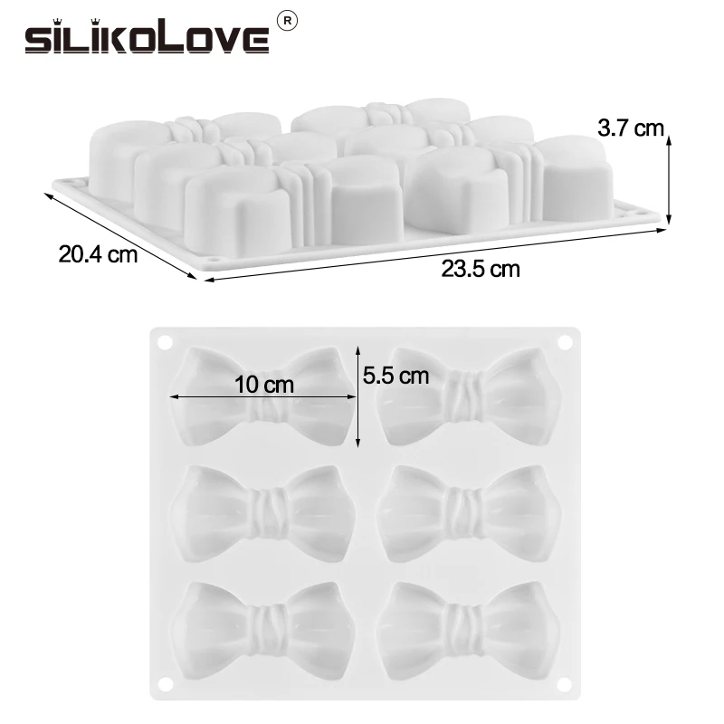 SILIKOLOVE Silicone Molds Forms Mousse Dessert Bow tie Shape Tray Cake Decorating Molds Baking  Cake For Not stick Chocolate