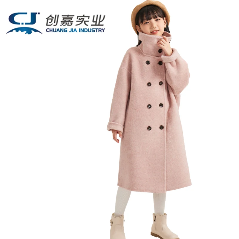 

Children's Double-sided Cashmere Coat Autumn Winter Pink Wool Double-breasted Elegant Coat High-end Clothing for Boys and Girls