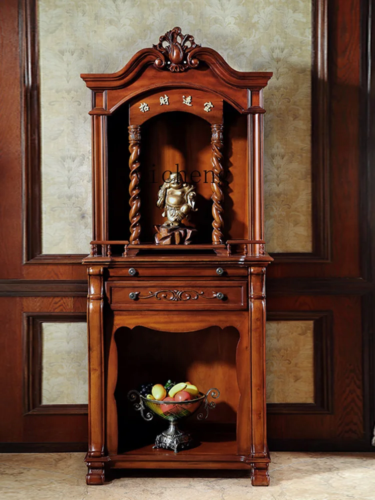 ZK solid wood Buddhist cabinet  offering table God Wealth Bodhisattva offering table vertical cabinet household Buddhist cabinet