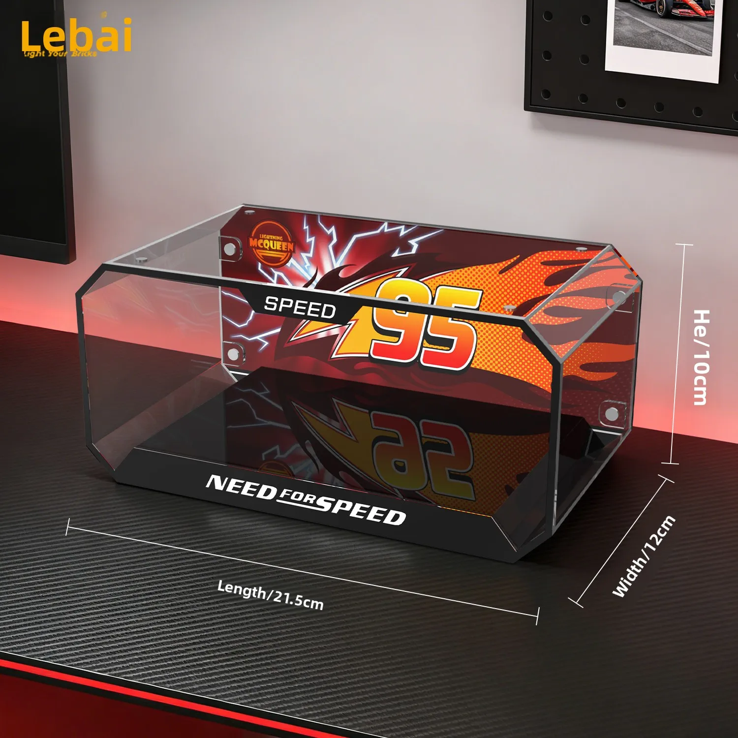 lyb-display-case-dustproofstoragebackground-box-compatible-with-lego-77255-lightning-mcqueen-super-race-car-building-blocks-toy